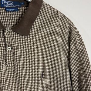 Polo Ralph Lauren Gun Club Check Polo In Brown Mens Vintage Pima Cotton Size XL